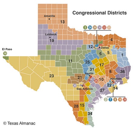 Map of Texas congressional districts